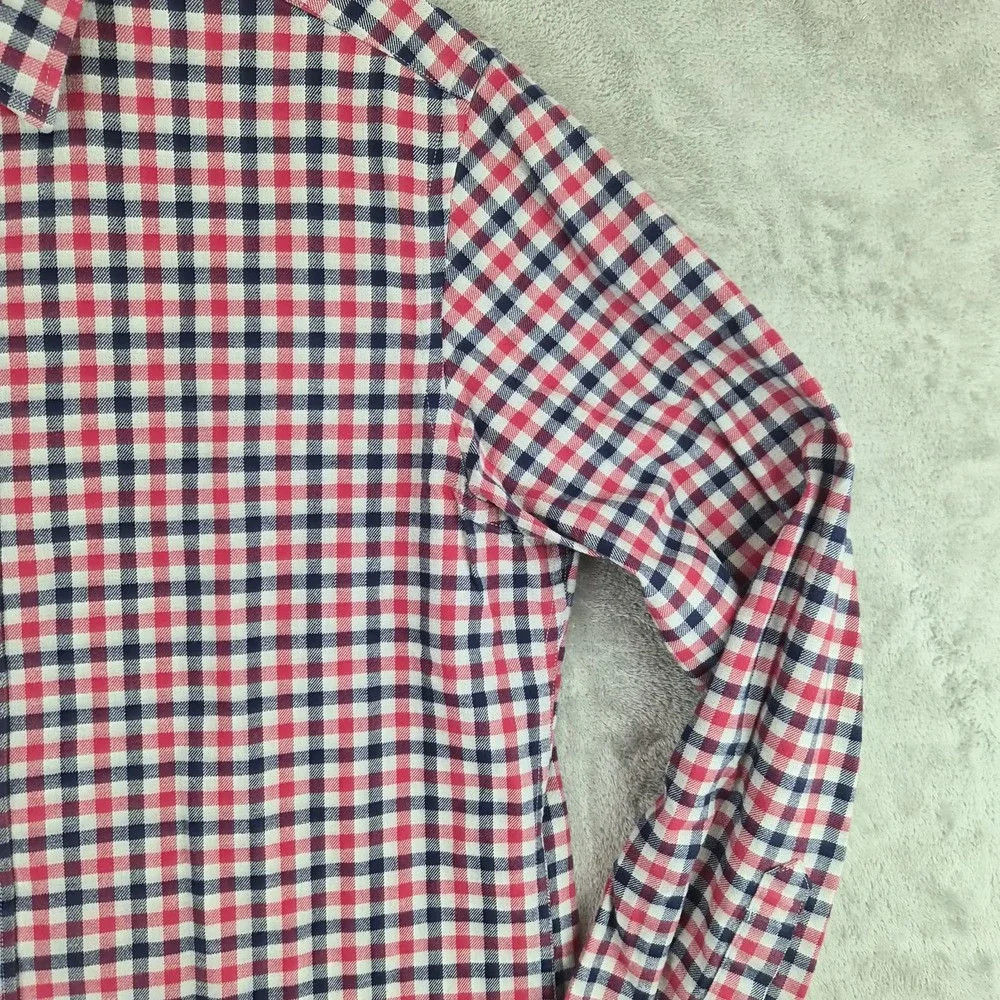 Banana Republic Plaid Flannel Shirt Mens Medium Red Blue Check Long Sleeve
